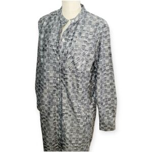 DKNY Women's Oversized Beach Gauze Sheath Dress Black and White sz SM